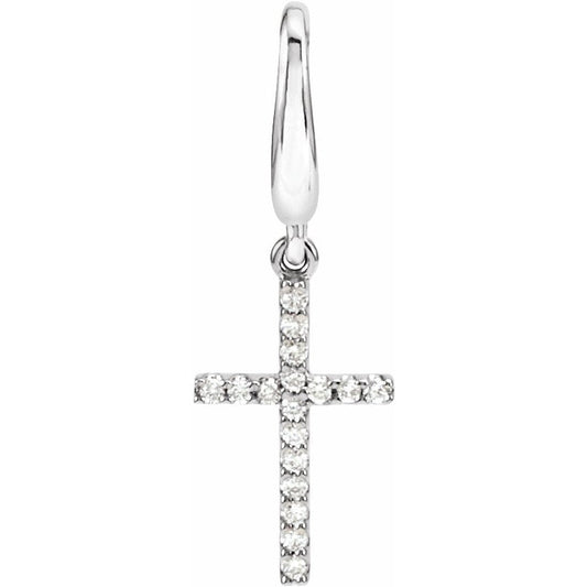 14K White .07 CTW Diamond Petite Cross Charm