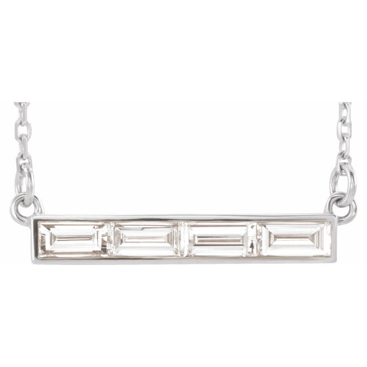 14K White 1/2 CTW Diamond Bar 17 Necklace