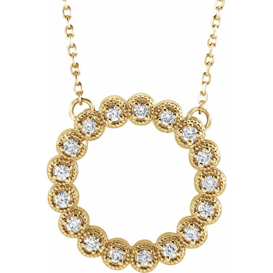 14K Yellow 1/4 CTW Diamond Circle 16-18  Necklace