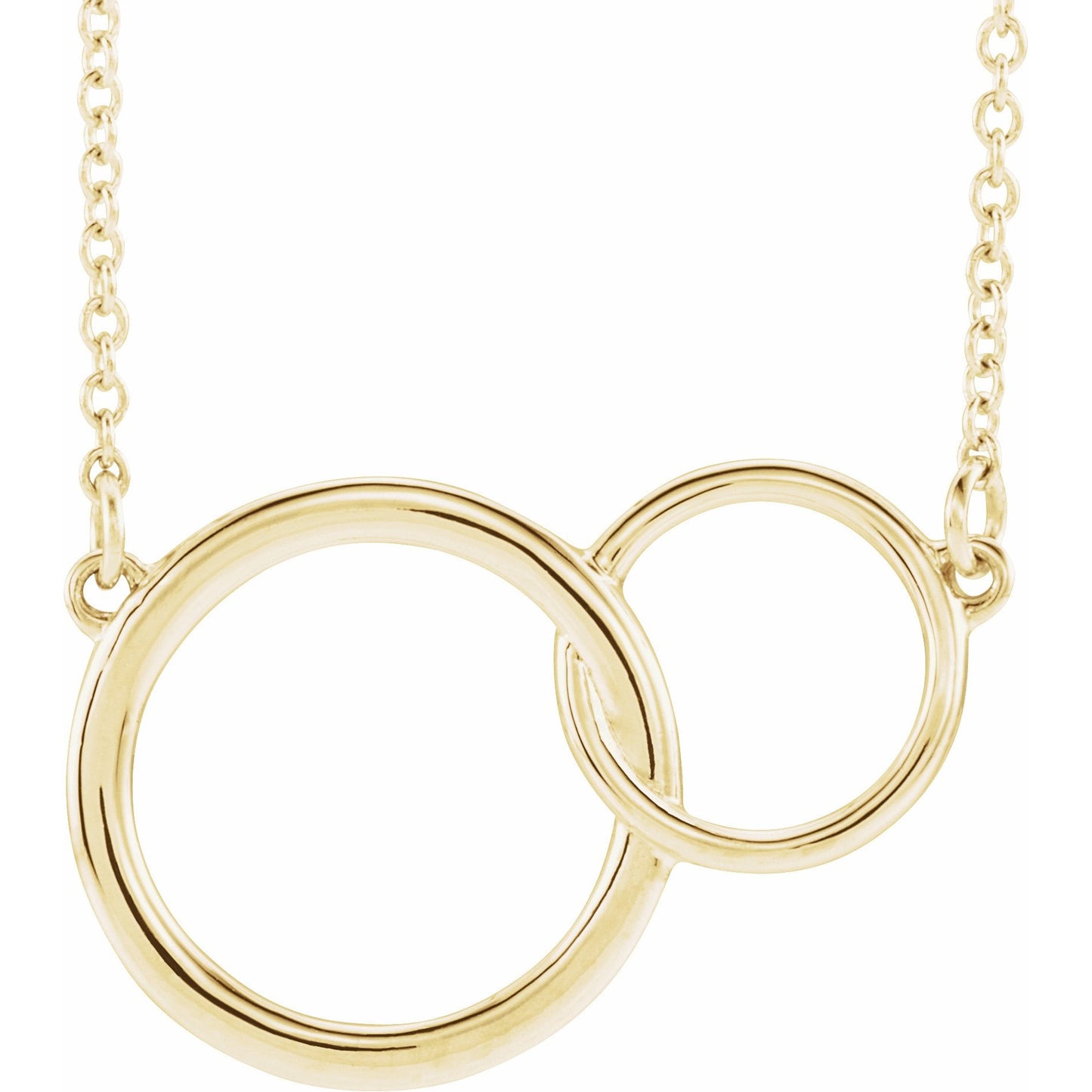 14K Yellow 20x14 mm Interlocking Circle 16-18 Necklace