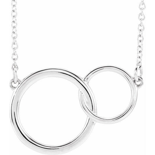 Platinum 20x14 mm Interlocking Circle 16-18 Necklace