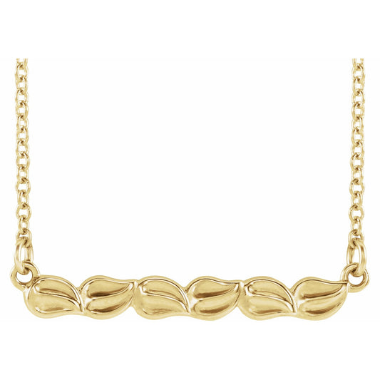 14K Yellow Leaf Bar 16-18 Necklace
