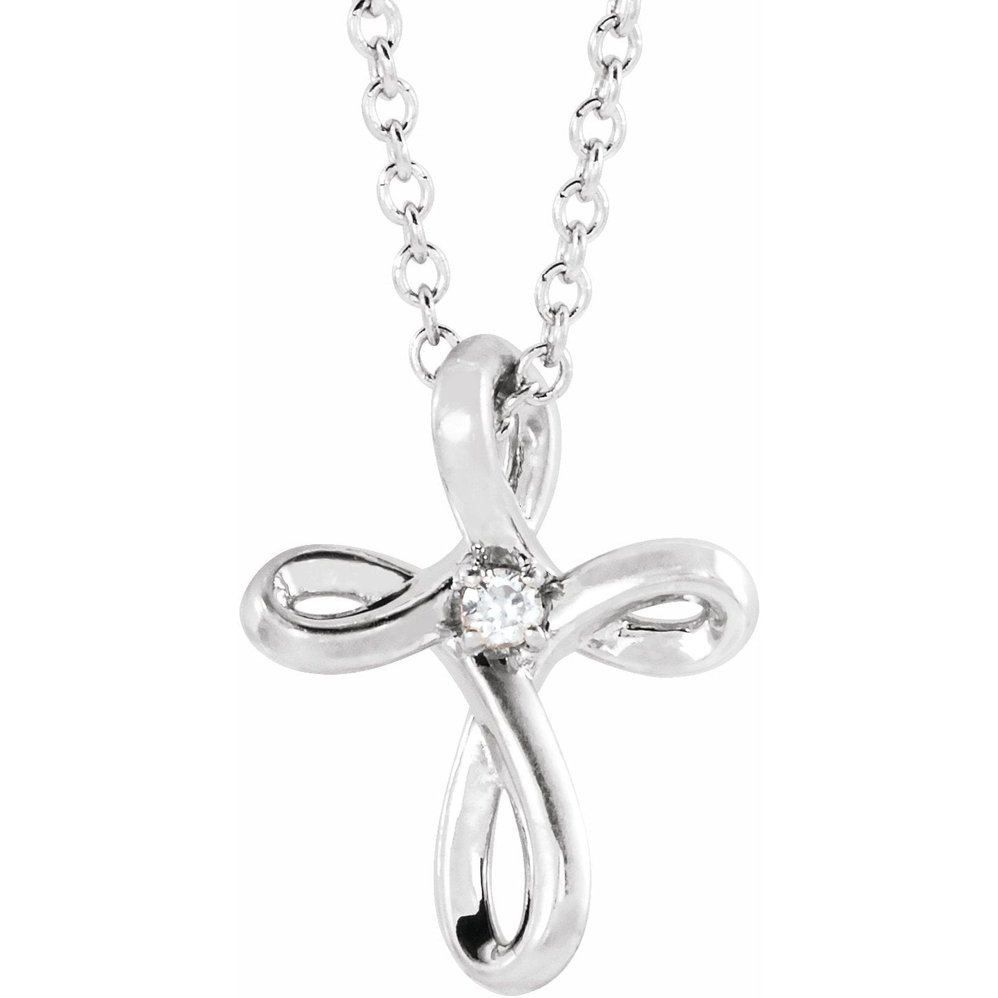 14K White .015 CTW Diamond Cross 16-18 Necklace