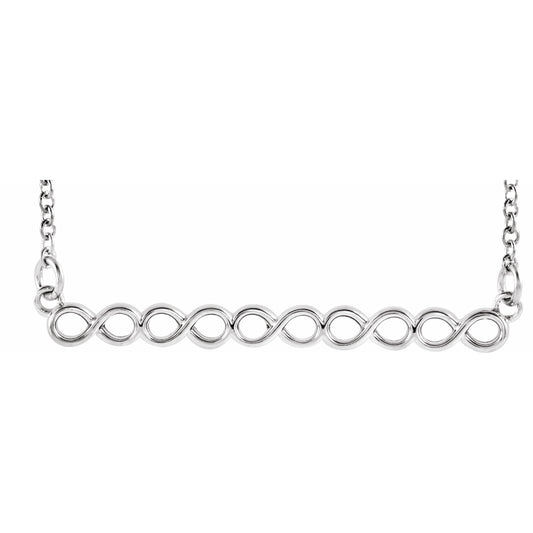 14K White Infinity-Inspired 16-18 Bar Necklace