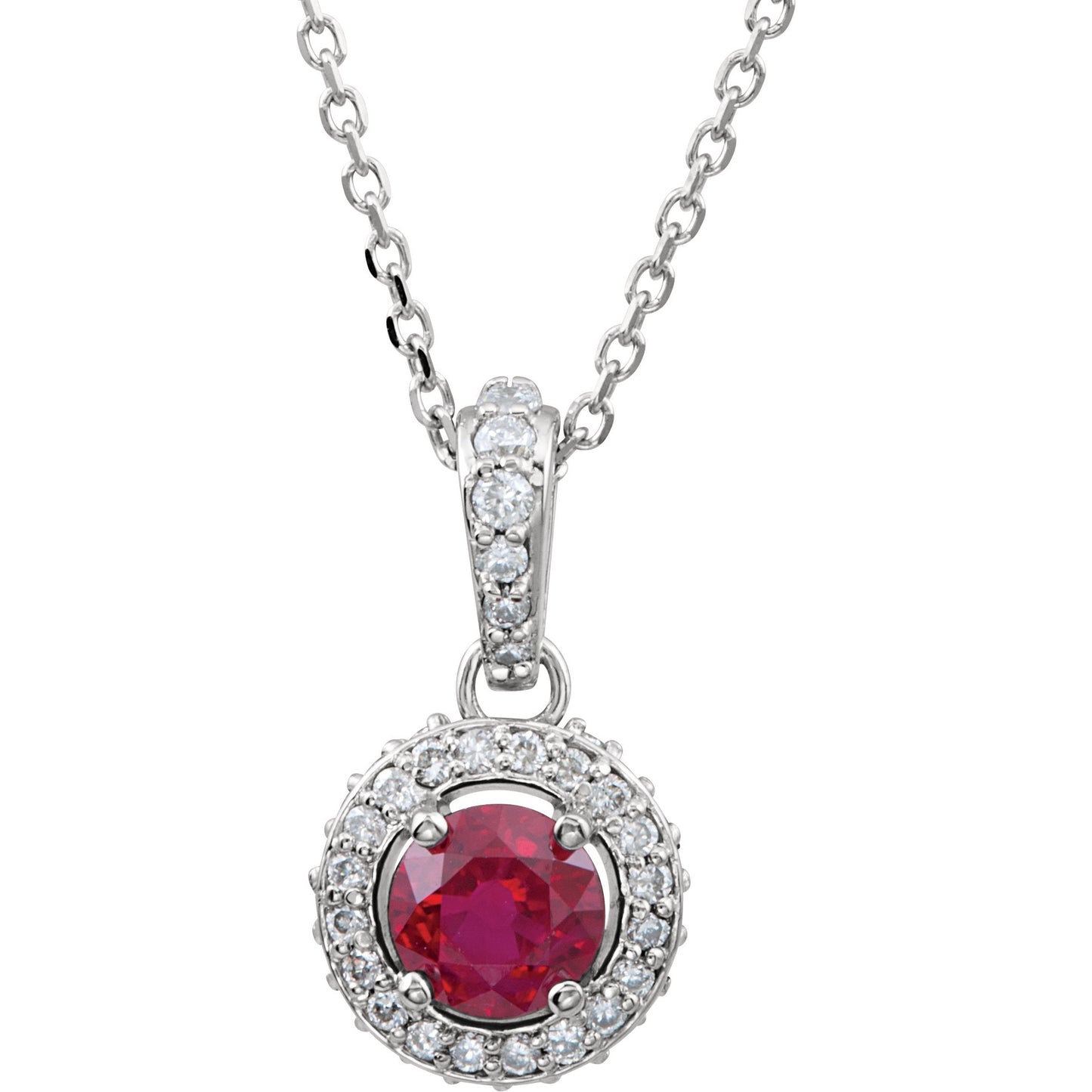 14K White Ruby & 1/5 CTW Diamond 18 Necklace