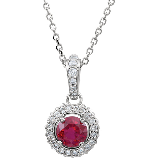 14K White Ruby & 1/5 CTW Diamond 18 Necklace