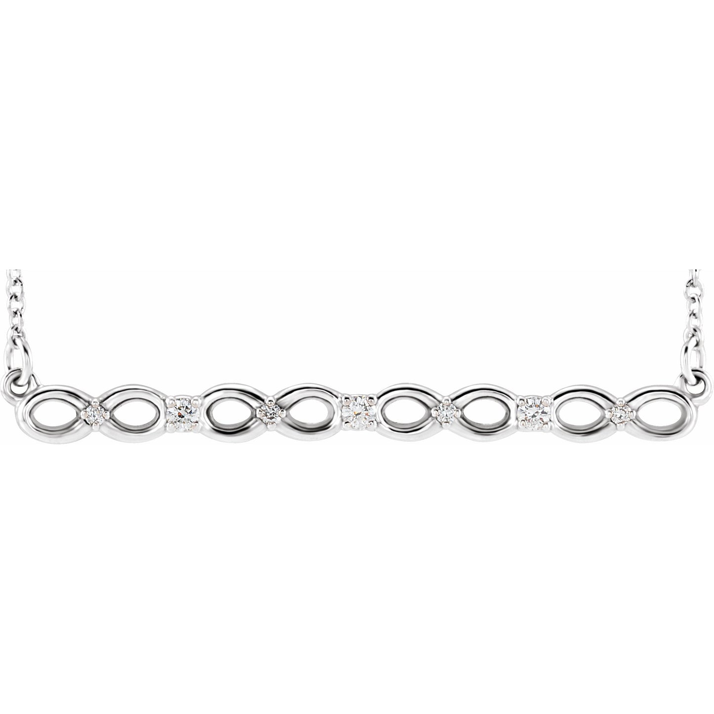 Platinum .08 CTW Diamond Infinity-Inspired Bar 16-18 Necklace