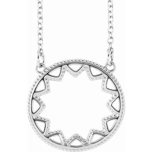14K White Milgrain Sun 16-18 Necklace