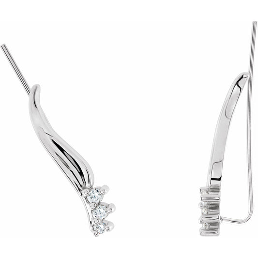 14K White 1/6 CTW Diamond Ear Climbers