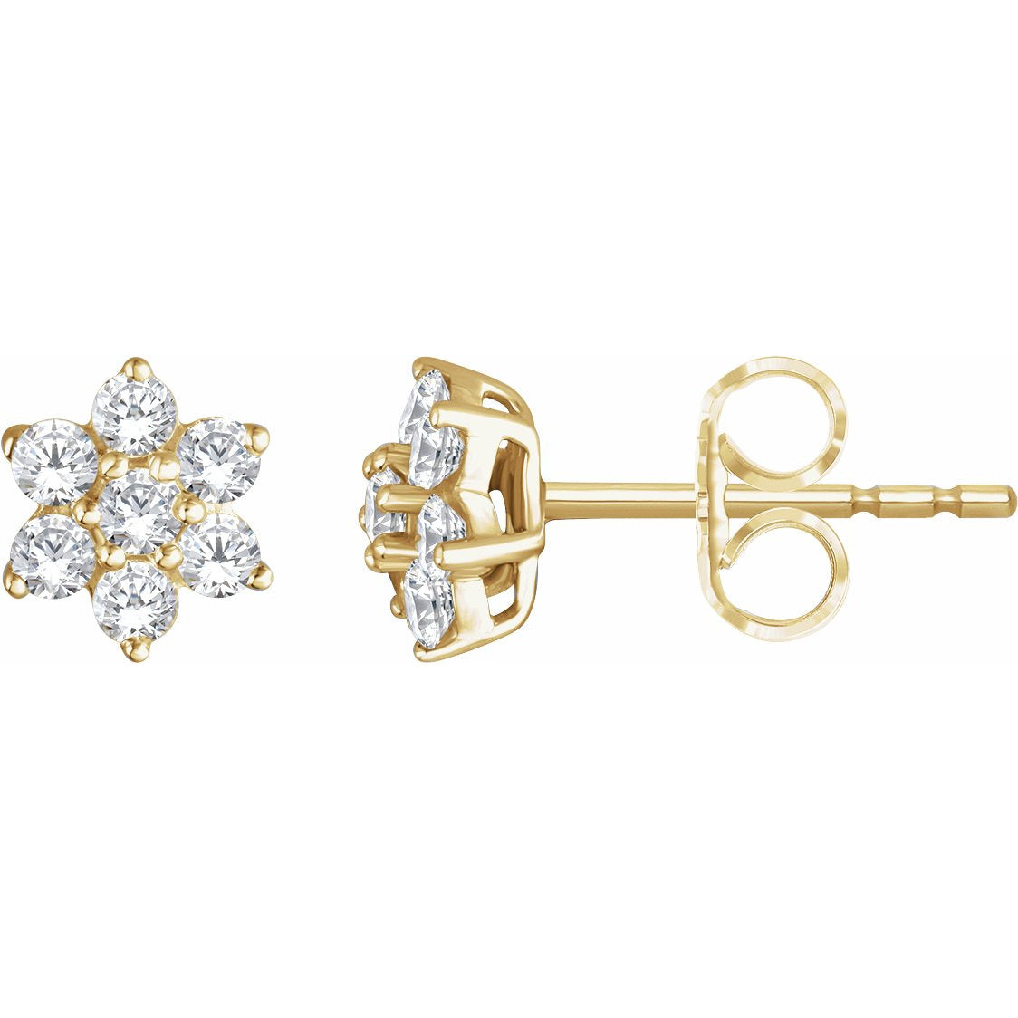 14K Yellow 3/8 CTW Diamond Flower Earrings