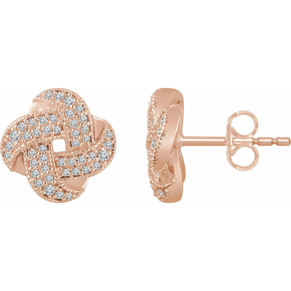 14K Rose 1/3 CTW Diamond Knot Earrings