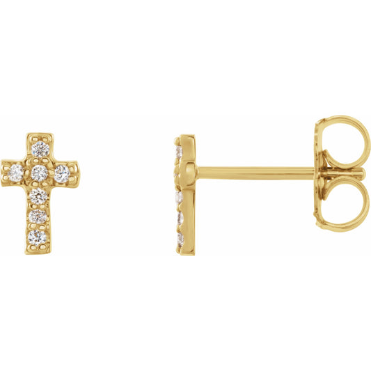 14K Yellow .06 CTW Diamond Cross Earrings