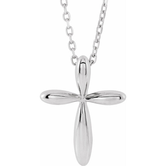 14K White 14.65x11.2 mm Cross 16-18 Necklace