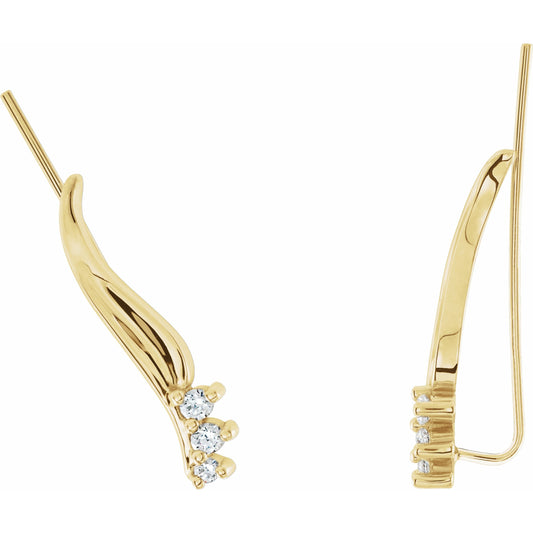 14K Yellow 1/6 CTW Diamond Ear Climbers