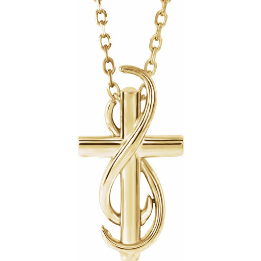 14K Yellow Cross 16-18 Necklace