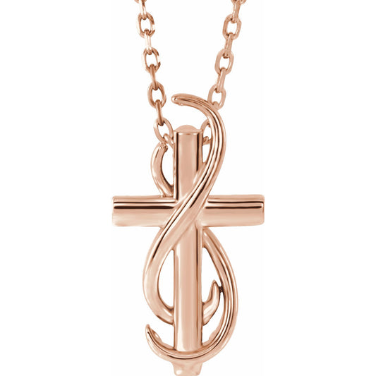 14K Rose Cross 16-18 Necklace