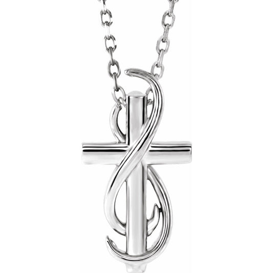 14K White Cross 16-18 Necklace