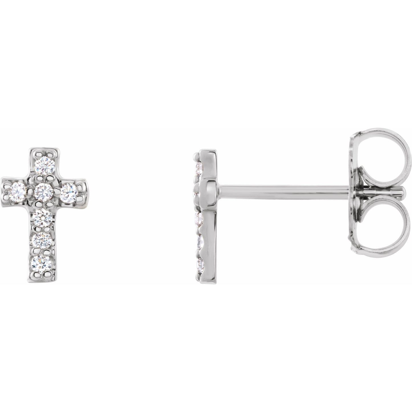 14K White .06 CTW Diamond Cross Earrings