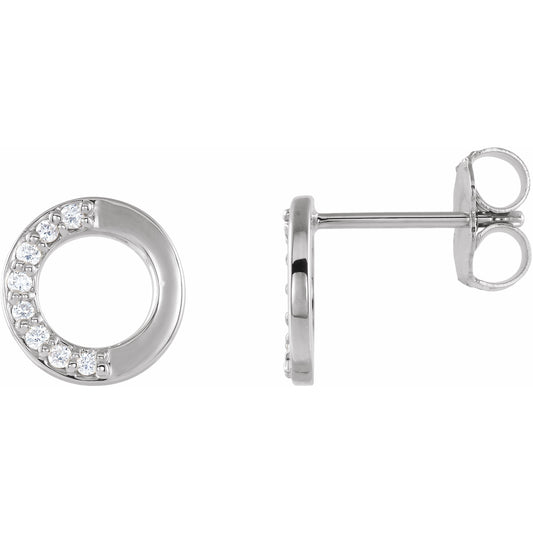 14K White .08 CTW Diamond Circle Earrings