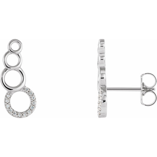 14K White .06 CTW Diamond Geometric Ear Climbers