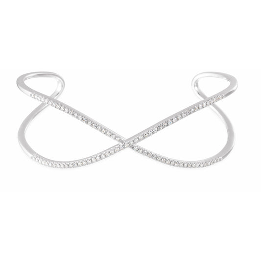 14K White 3/4 CTW Diamond Criss-Cross Cuff 7 Bracelet
