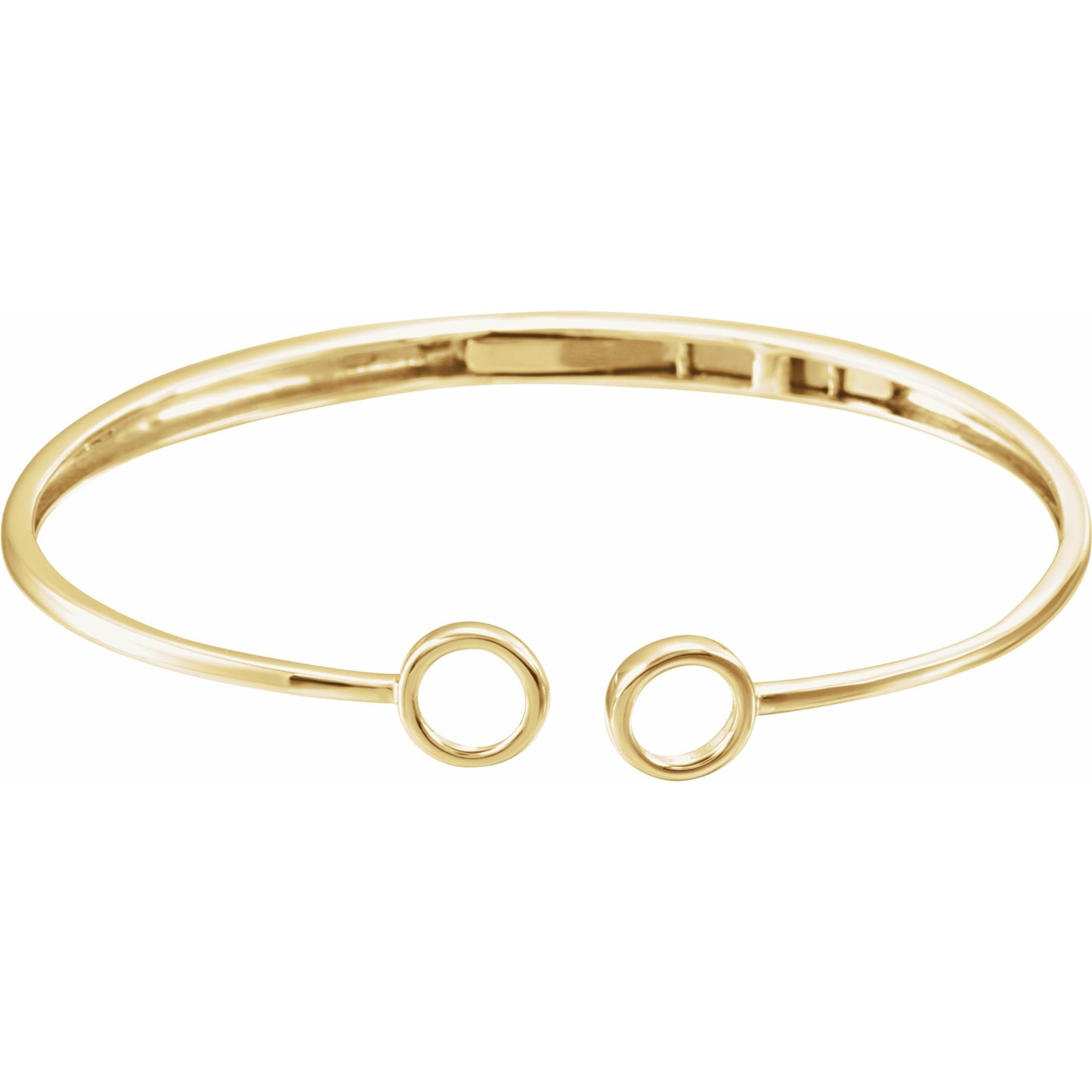 14K Yellow Gold 7 Inch Hinged Circle Cuff Bracelet