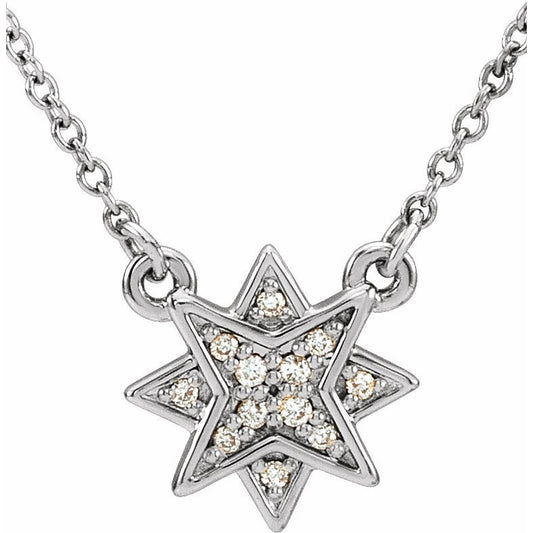 14K White .04 CTW Diamond Star 16-18 Necklace