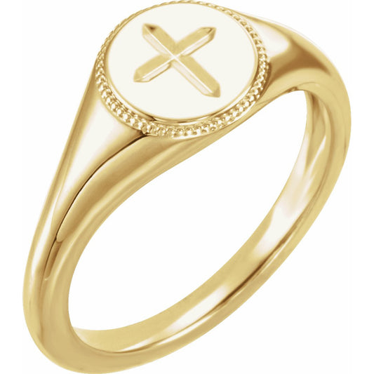 14K Yellow Cross Ring