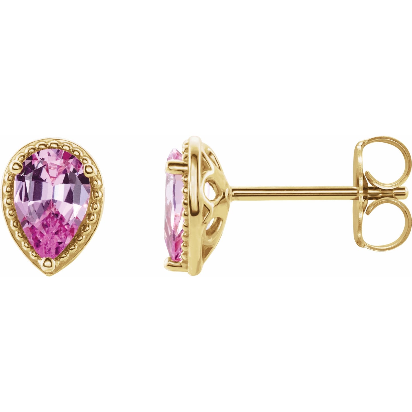 14K Yellow Pink Sapphire Earrings