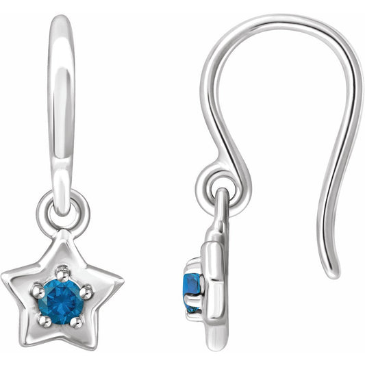 14K White 3 mm Round December Youth Star Birthstone Earrings