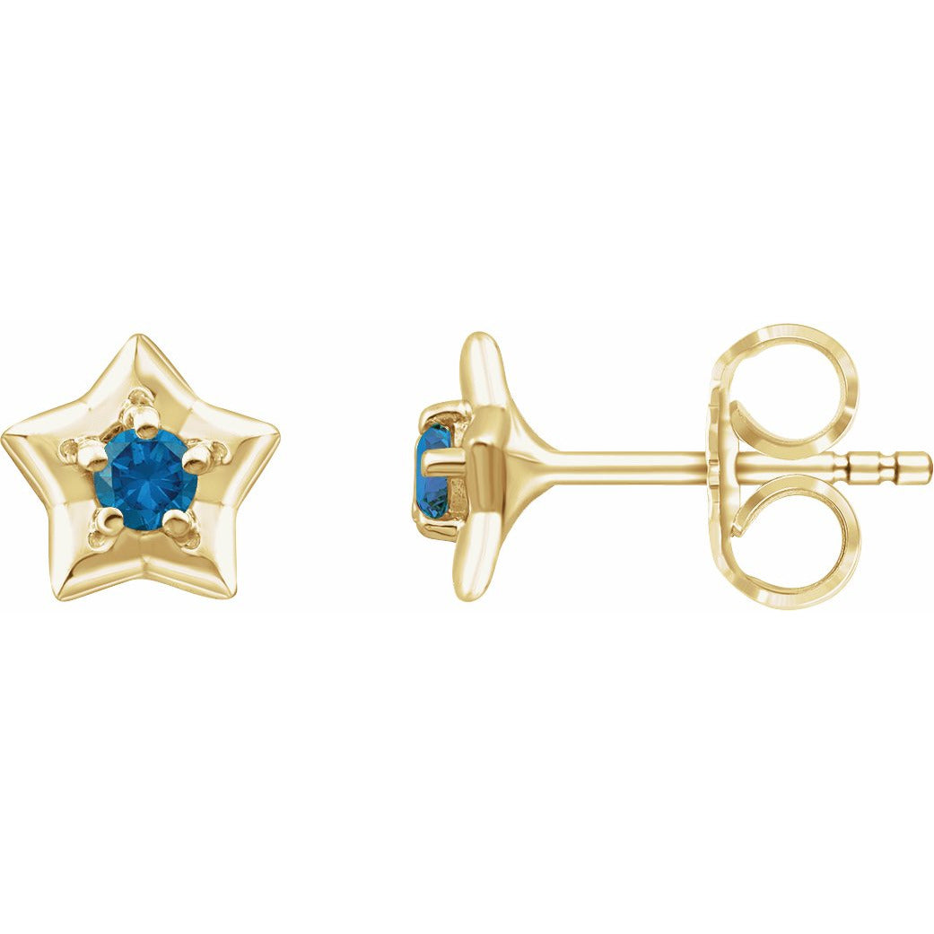 14K Yellow 3 mm Round December Youth Star Birthstone Earrings