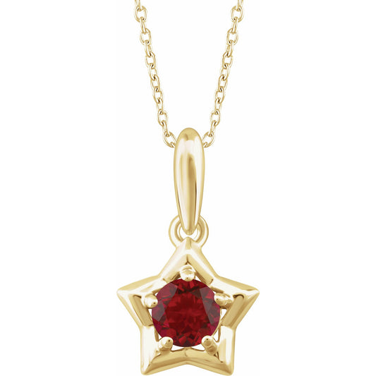 14K Yellow 3 mm Round January Youth Star Birthstone 15 Necklace