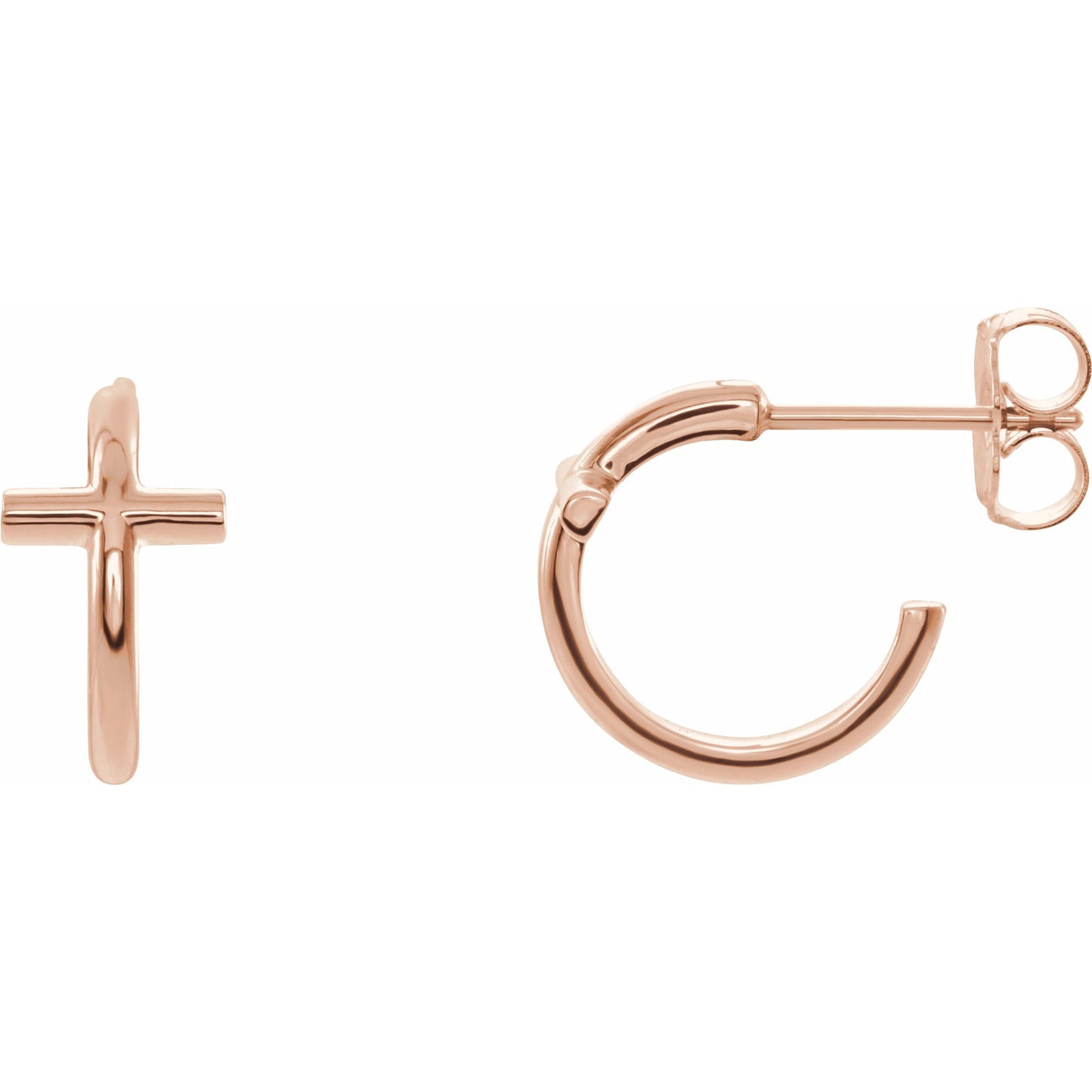 14K Rose Cross 11.8 mm Huggies