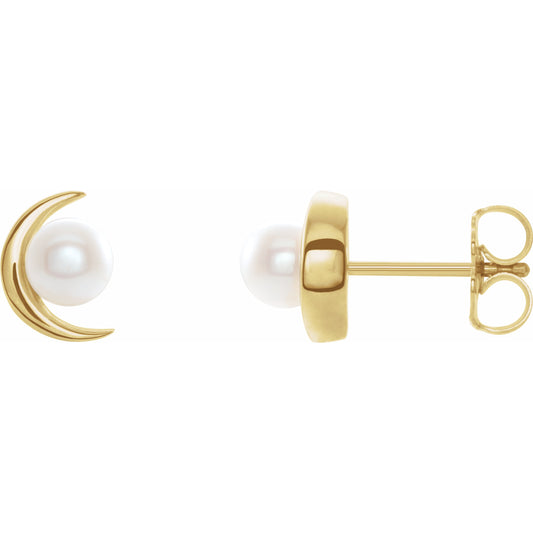 14K Yellow Freshwater Cultured Pearl Earrings