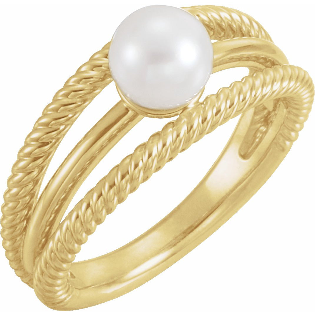 14K Yellow Freshwater Cultured Pearl Ring