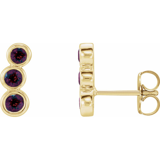 14K Yellow Mozambique Garnet Ear Climbers