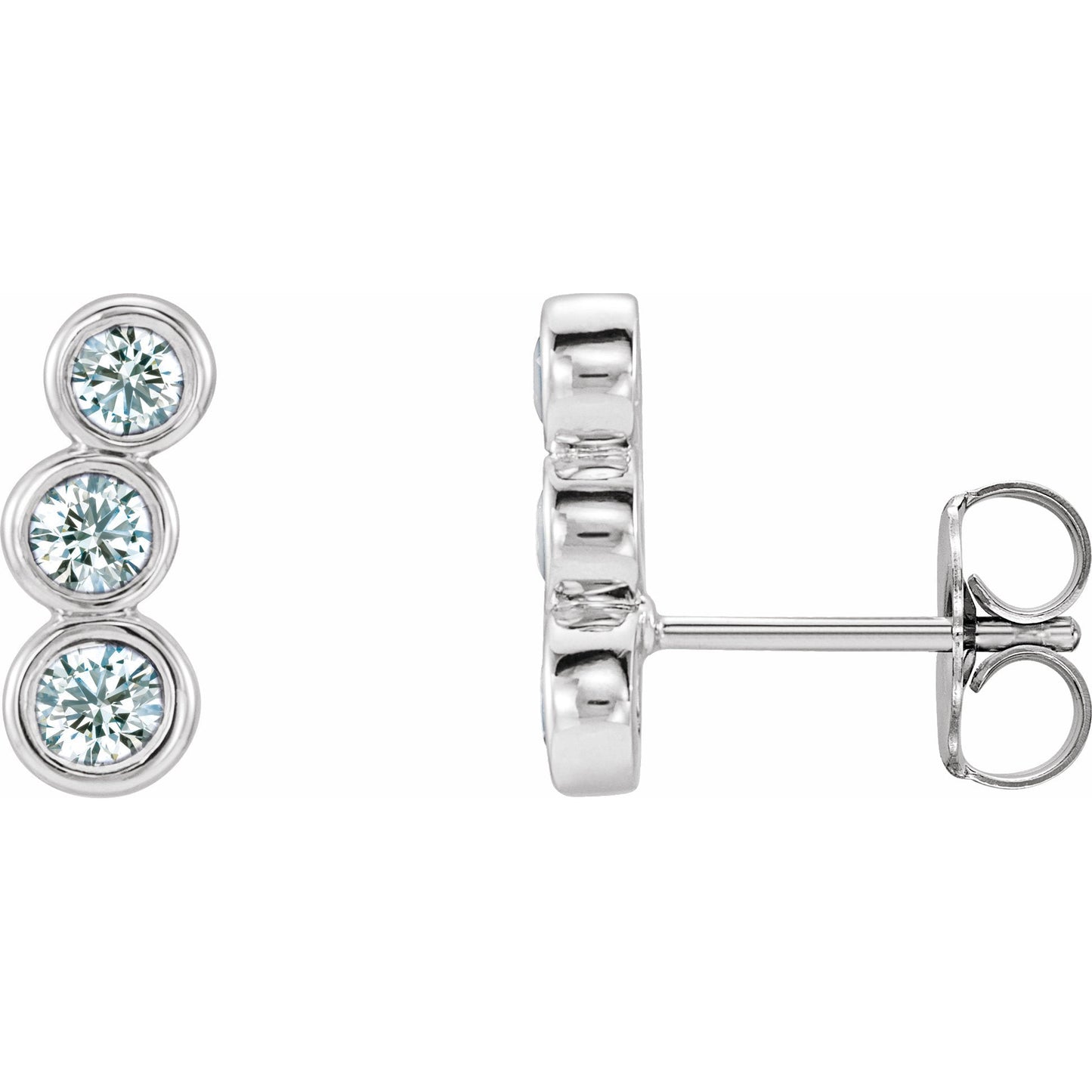 14K White 1/2 CTW Diamond Ear Climbers