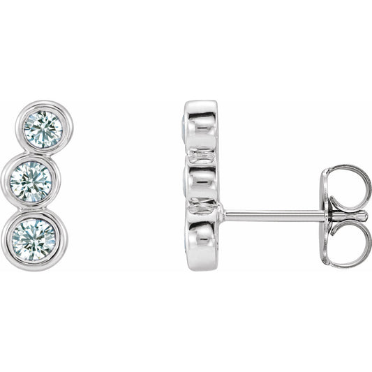 14K White 1/2 CTW Diamond Ear Climbers