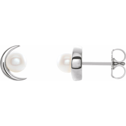 14K White Freshwater Cultured Pearl Earrings