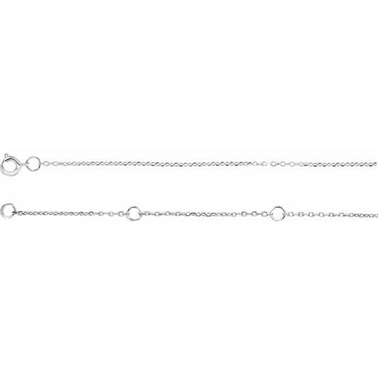 14K White 1 mm Adjustable Diamond-Cut Cable Chain 6 1/2-7 1/2 Bracelet