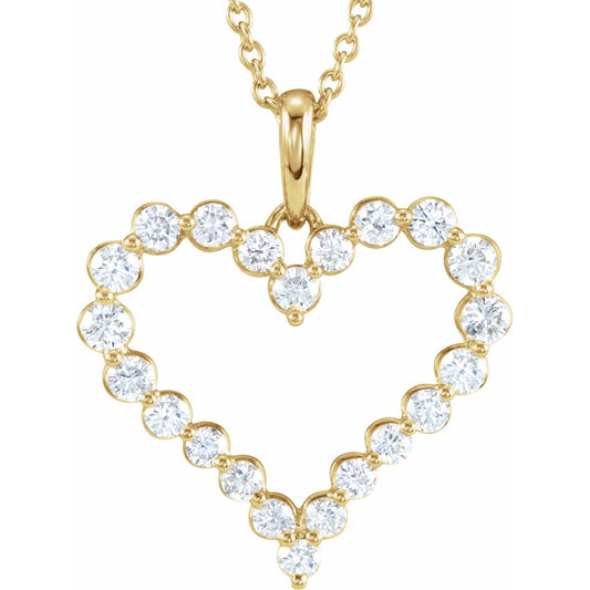 14K Yellow 1 CTW Diamond Heart 18 Necklace