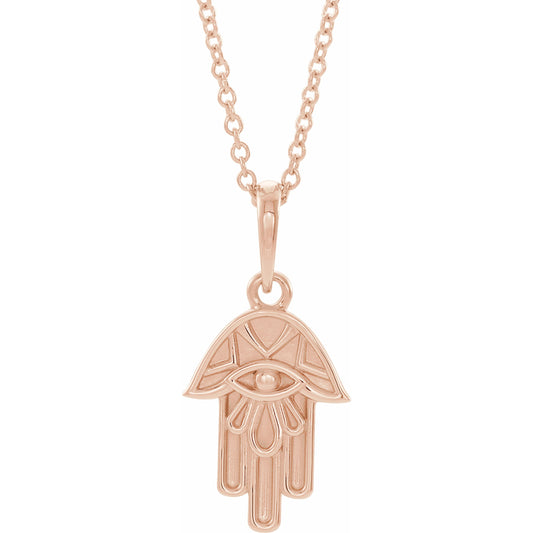 14K Rose Hamsa 16-18 Necklace