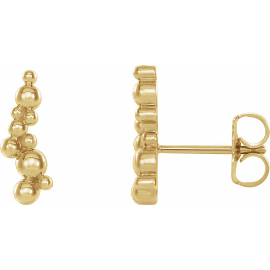 14K Yellow Beaded Ear Climbers