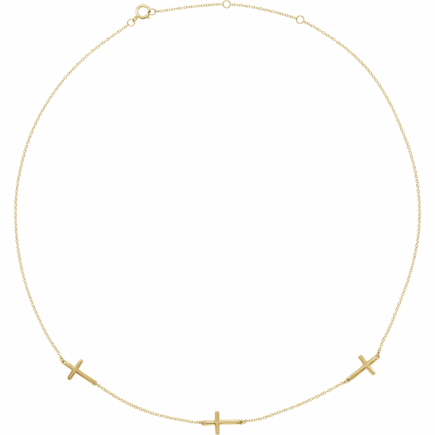 14K Yellow 3-Station Cross Adjustable 16-18u201d Necklace