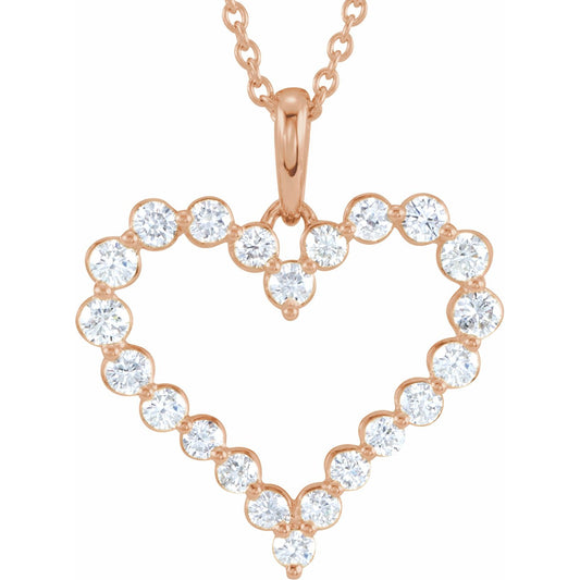 14K Rose 1 CTW Diamond Heart 18 Necklace