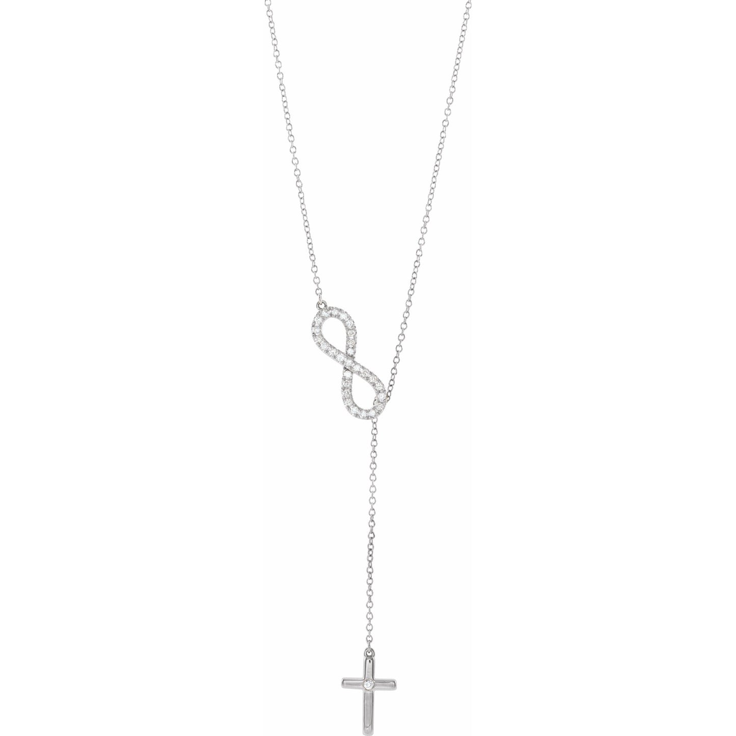 14K White 1/5 CTW Diamond Infinity-Inspired Cross 16-18 Necklace