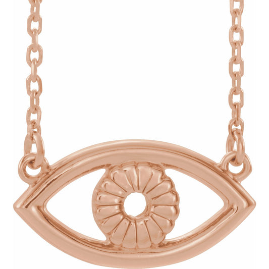 14K Rose Evil Eye 18 Necklace