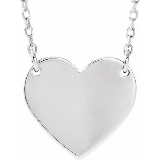 14K White 8x7.2 mm Heart 16-18 Necklace