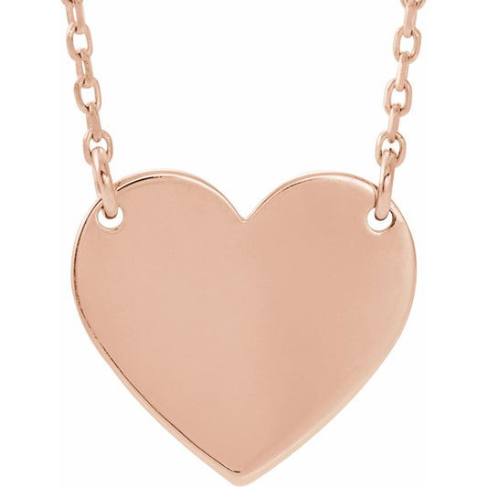 14K Rose 8x7.2 mm Heart 16-18 Necklace