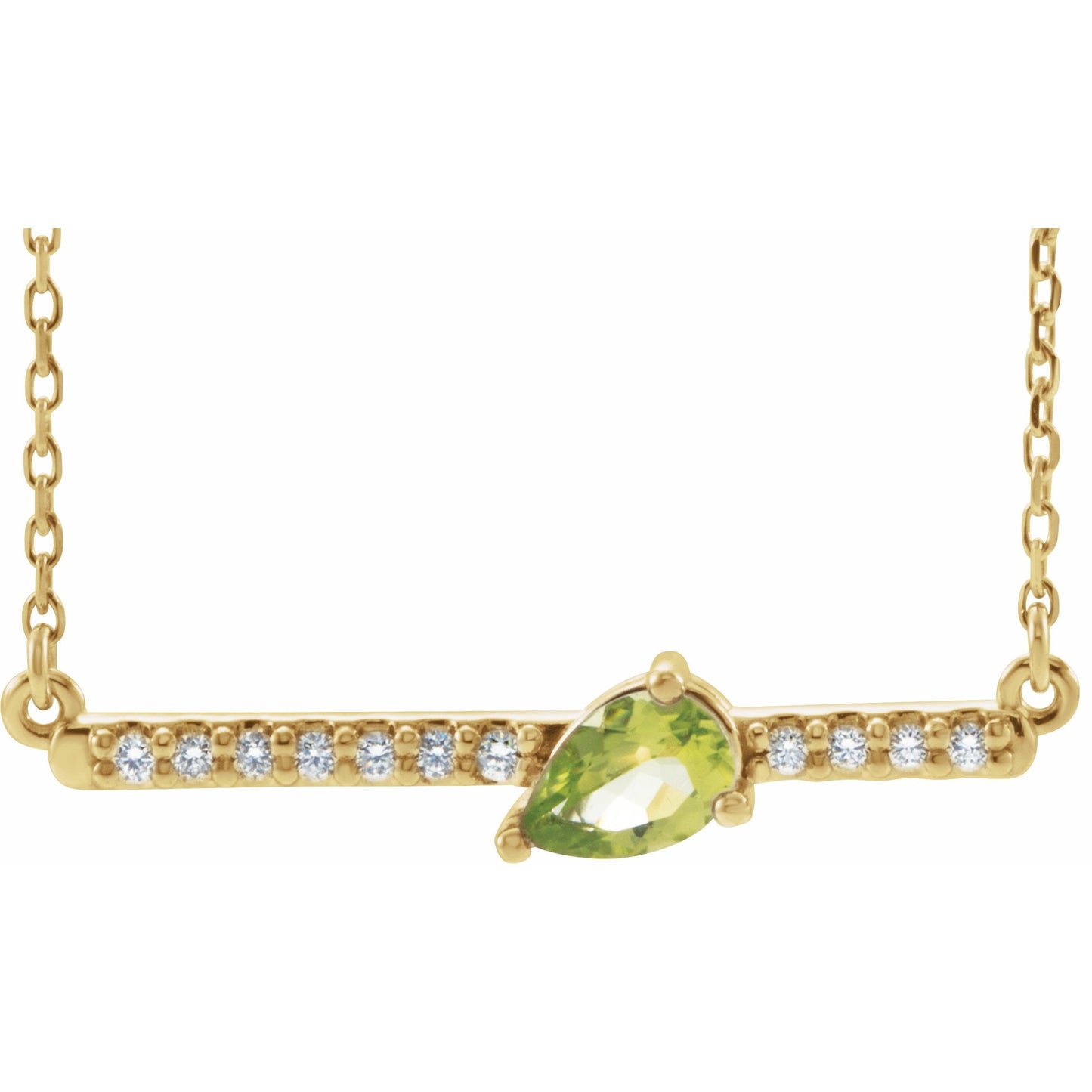 14K Yellow Peridot & 1/10 CTW Diamond 16 Necklace